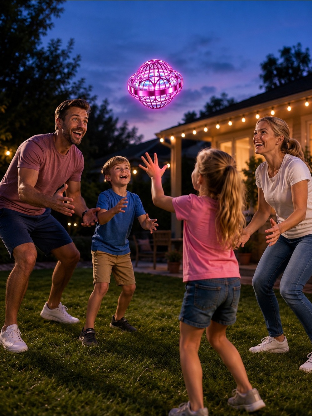 Pink LED Flying Spinner Ball USB Rechargeable 360° Hover Boomerang Toy